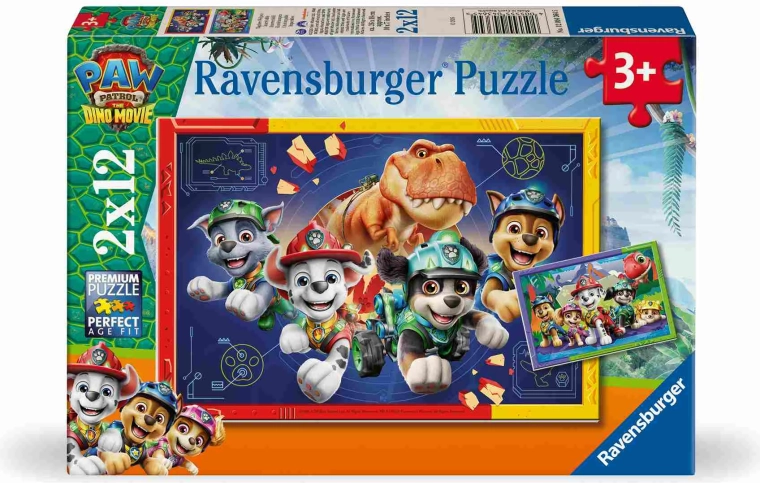 Ravensburger Patrulla Canina: La película de los dinosaurios – puzzle 2×12 piezas