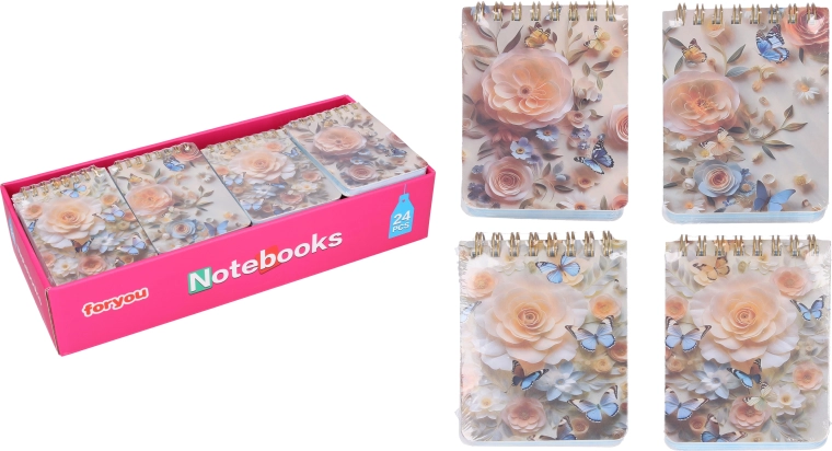 Cuaderno de notas rayado con espiral Flores - 1 unidad