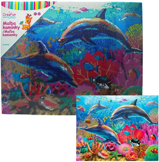 Pintura de diamantes – delfines 40 × 50 cm