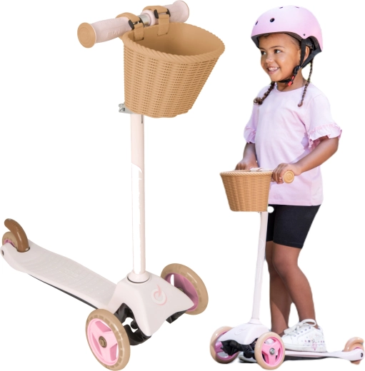 EVO patinete infantil de tres ruedas con cesto Mini Cruiser rosa