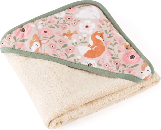 PETITE&MARS toalla de bambú con capucha Loulou rosy wilderness 100 × 100 cm