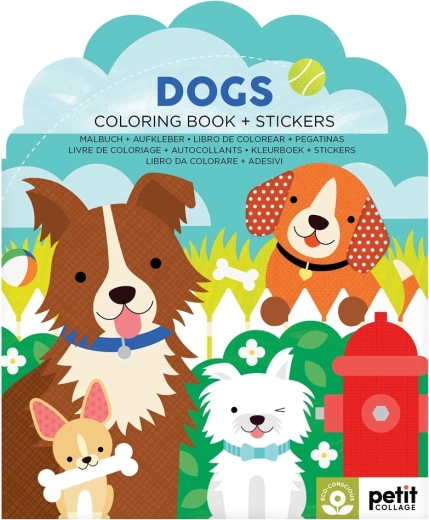 Petit Collage libro para colorear con pegatinas Perritos