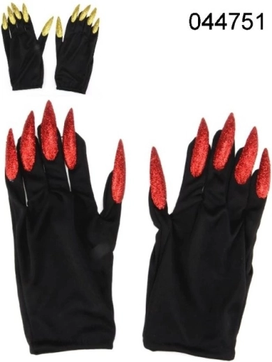 Guantes de carnaval Rappa de diablo/bruja con garras de 23 cm - 1 pieza
