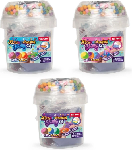 Masa de slime con accesorios en bote de plástico – mezcla de tipos