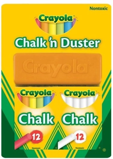 Tiza Crayola blanca y de colores con borrador