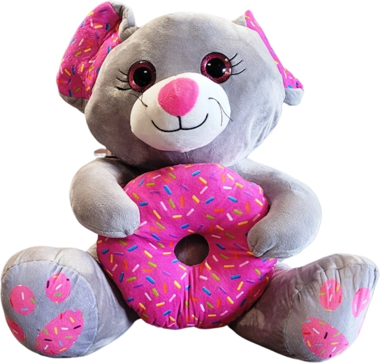 Ratón de peluche con donut 25 cm – gris