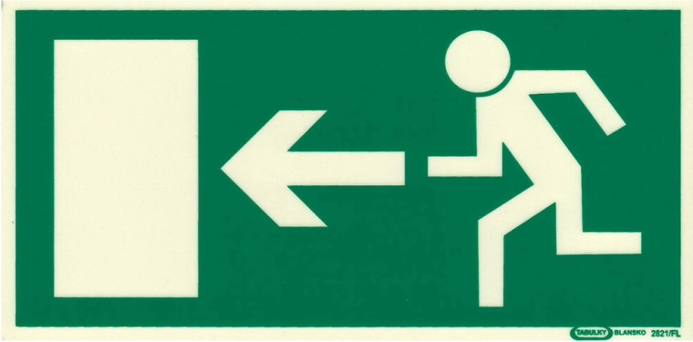 Señal de seguridad Salida de emergencia a la izquierda 210 × 105 mm plástico fotoluminiscente