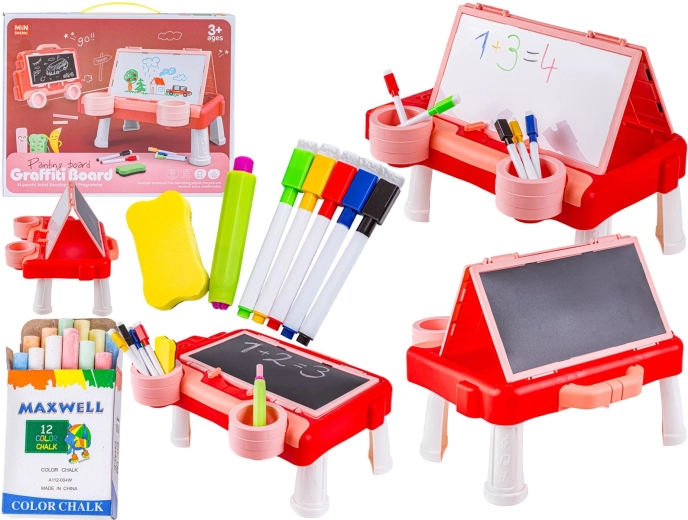 Pizarra multifuncional de doble cara 2 en 1 para dibujar y escribir – rosa