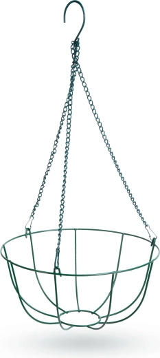 Cesta metálica colgante para macetas de 25 cm, verde