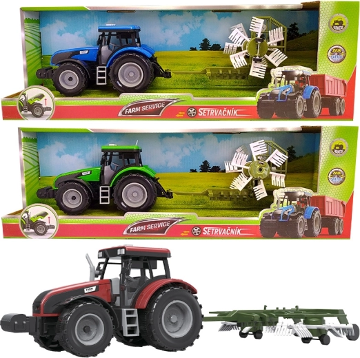 Tractor agrícola con volteador de heno con sonidos y luces