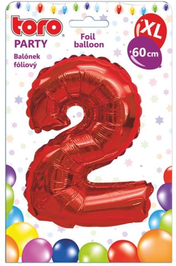Globo de foil número 2, 60 cm, rojo