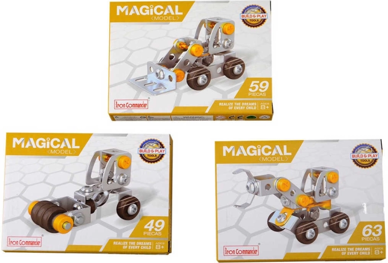 Kit de construcción metálico con tornillos: vehículo de trabajo (49–63 piezas) con herramientas - 1 pieza