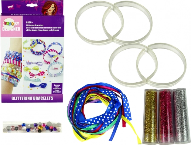 Set para hacer pulseras DIY con purpurina y cintas