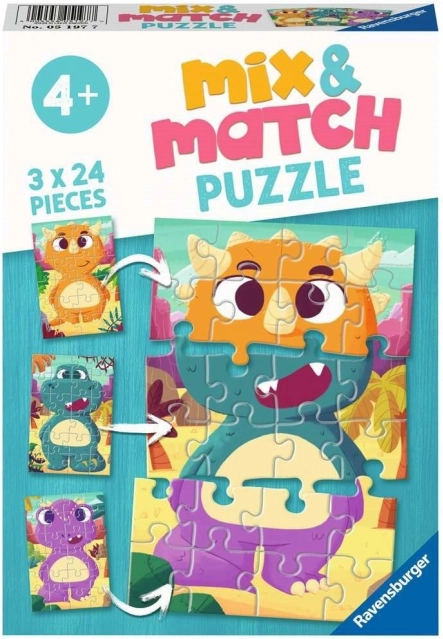 Puzzle RAVENSBURGER Mix & Match: dinosaurios adorables 3×24 piezas