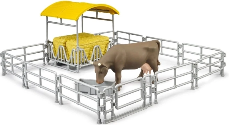 Bruder pajarera con cercas y vaca – set de juego de granja