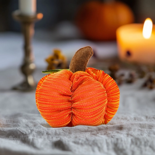 Calabaza textil de Halloween 7 × 7 × 7 cm