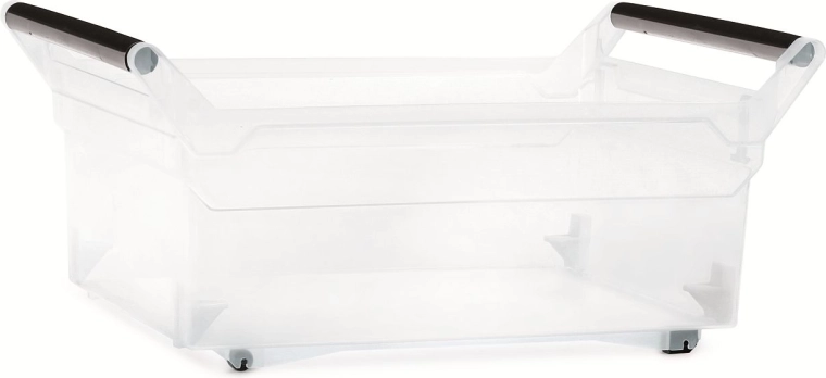 Caja de almacenamiento de plástico con ruedas 30 l NUK, transparente