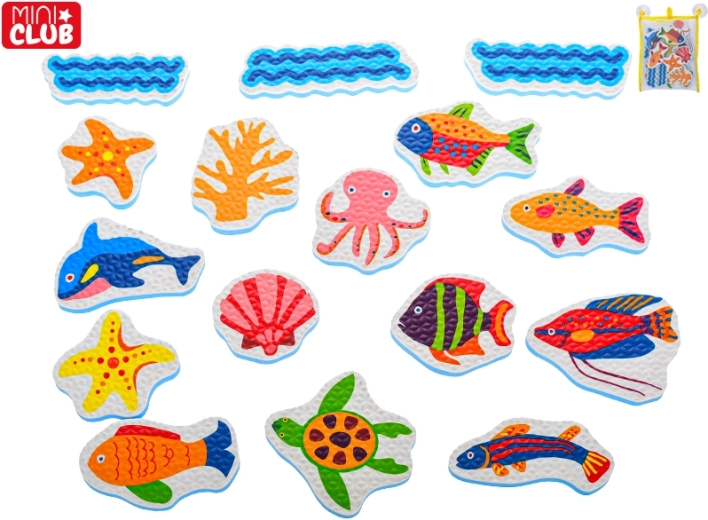 Pegatinas de espuma para la bañera con animales marinos, 16 uds.