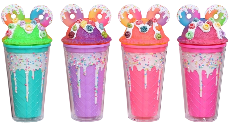 Vaso con tapa y pajita Donuts 480 ml