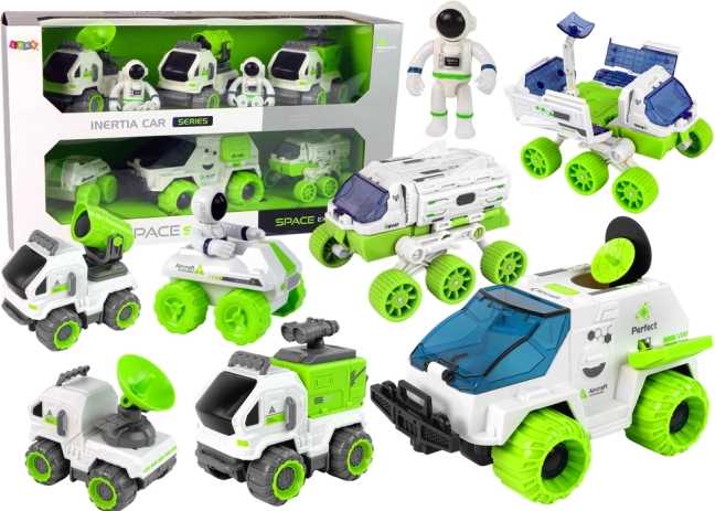 Set de vehículos espaciales 6 en 1: rover, satélite y astronautas para niños