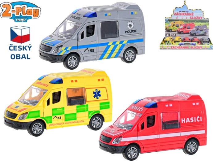 2-Play Traffic coche de rescate 1:32 con volante de inercia, 12 cm