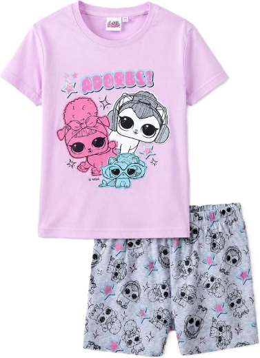 Pijama de algodón rosa y gris LOL
