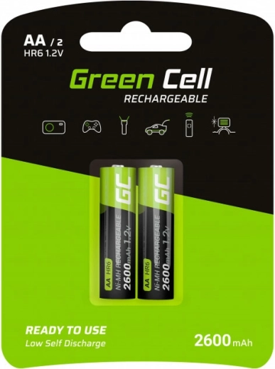 Baterías recargables AA HR6 2600 mAh – Green Cell (2 uds)