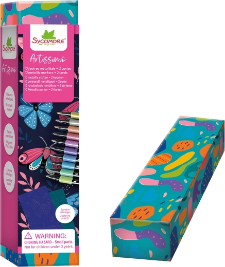 Rotuladores metálicos Artissimo (10 uds) con láminas para colorear