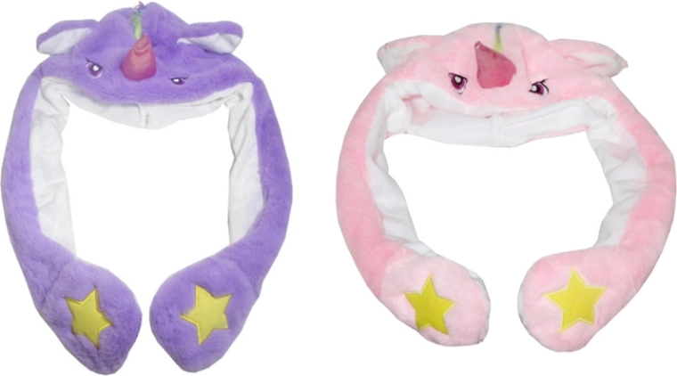 Gorro infantil de felpa de unicornio con orejitas móviles