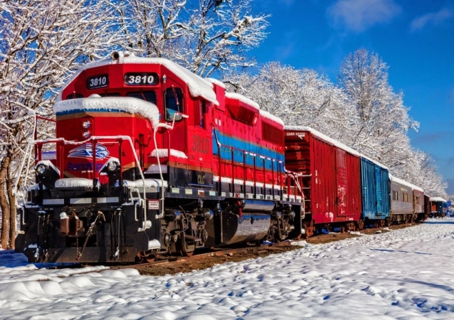 Puzzle Bluebird – tren en invierno, 1500 piezas