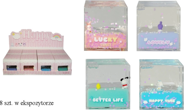 Cubo acrílico decorativo con animalito y texto