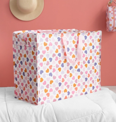 A Little Lovely Company bolsa de almacenamiento XL con motivo de corazones