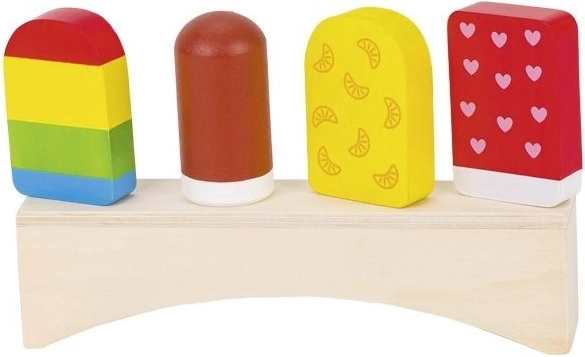Paletas de helado de madera de colores con soporte