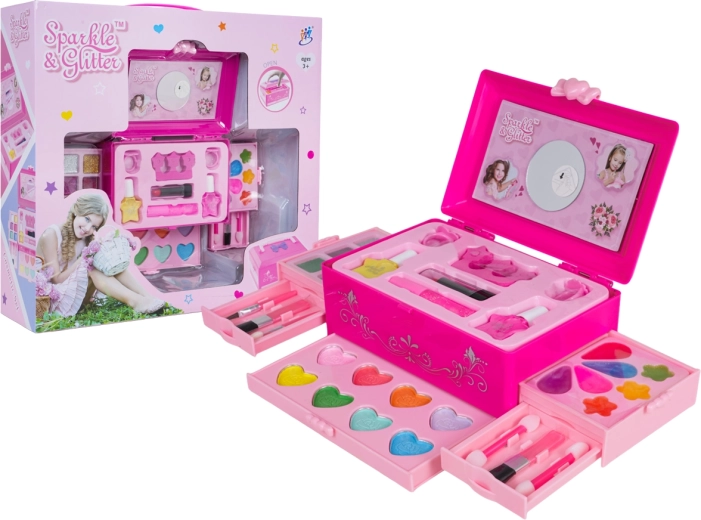 Set de cosmética rosa para pequeñas estilistas en maletín