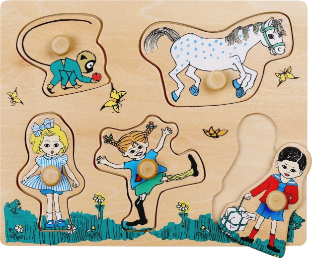 Puzzle de madera con asas y encajable de formas de Pippi Calzaslargas
