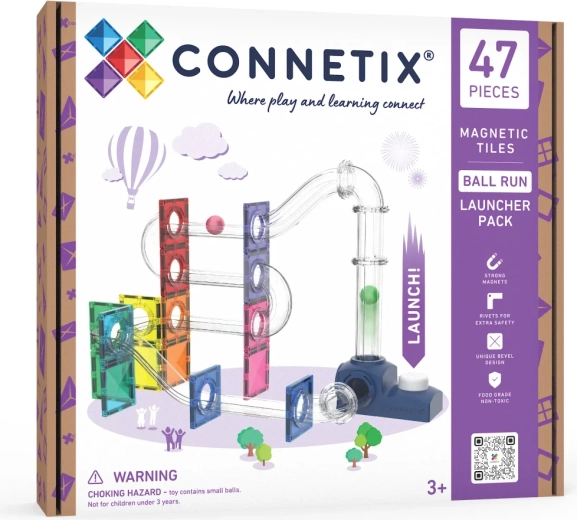 Pista de canicas Connetix con lanzador, 47 piezas