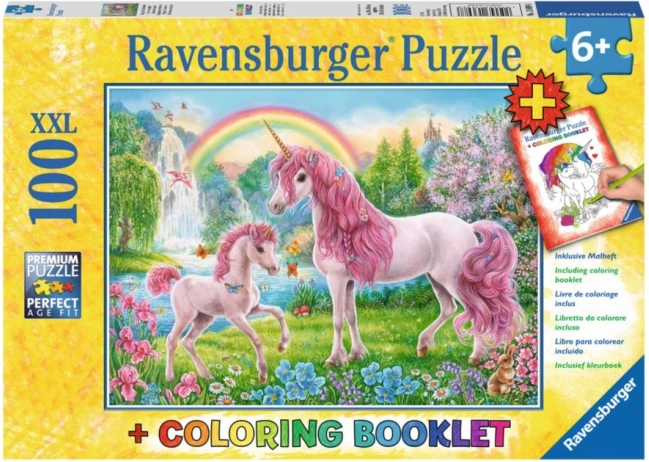 Puzzle Unicornios mágicos XXL 100 piezas + libro para colorear RAVENSBURGER