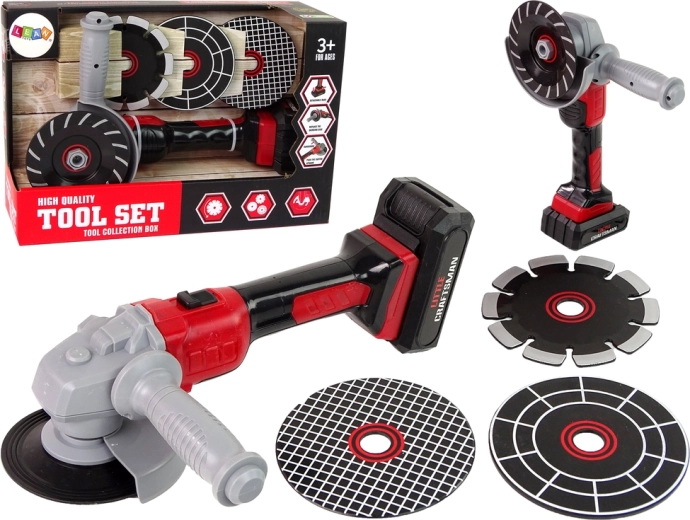 Amoladora de juguete para niños, herramientas DIY, discos rojos