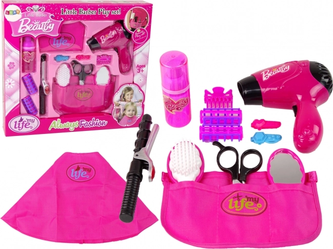Set de peluquería infantil con secador y rizador – rosa