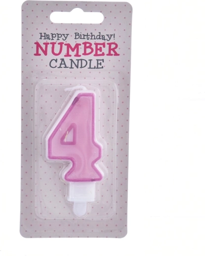Vela para tarta número 4 rosa 7 cm