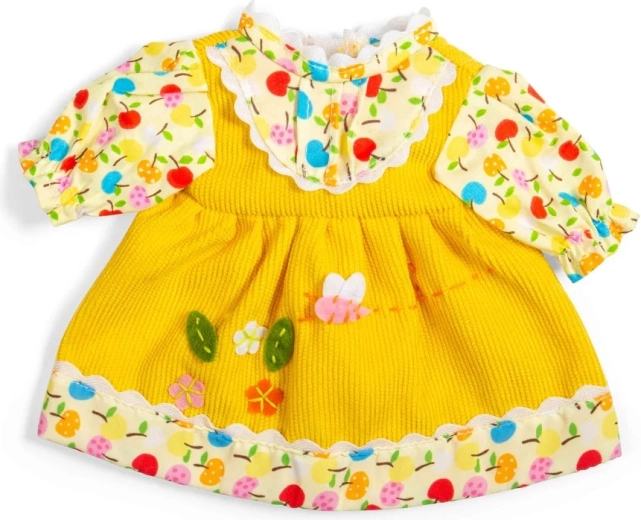 Bigjigs Toys vestido amarillo con manzanitas y florecitas para muñeca de 28 cm
