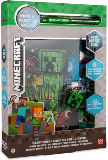 Minecraft: diario secreto con bolígrafo mágico UV y pegatinas