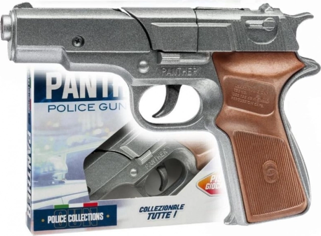 Pistola de juguete policial metálica de cápsulas PANTHER Silver, de 8 tiros