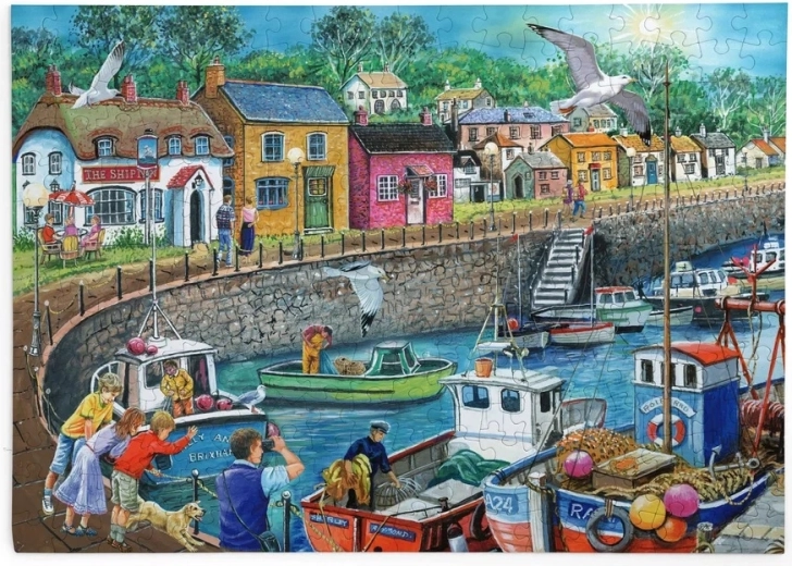Puzzle House of Puzzles En el puerto con gaviotas, 250 piezas grandes