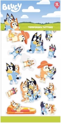 Tatuajes infantiles lavables Bluey – set de 12 uds.