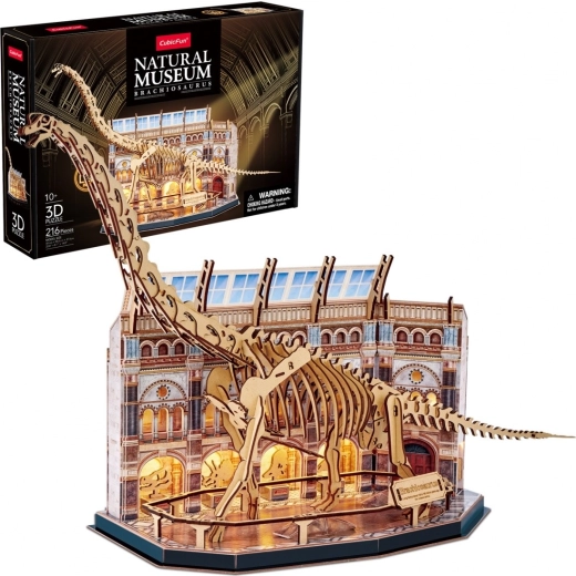 Rompecabezas 3D con LED de braquiosaurio CUBICFUN – museo con fósil