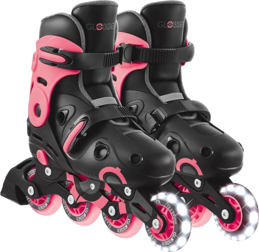 Patines en línea infantiles Go Skates Lights con rueda delantera luminosa negro-rosa (EU 34–37)
