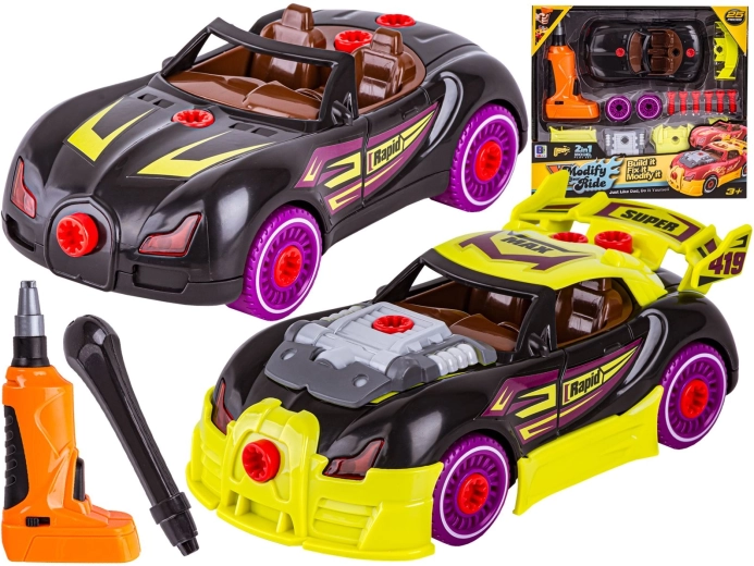 Coche deportivo para desmontar y montar 2 en 1 tuning + destornillador