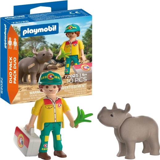 Playmobil Duo Pack – cuidador con rinoceronte y accesorios