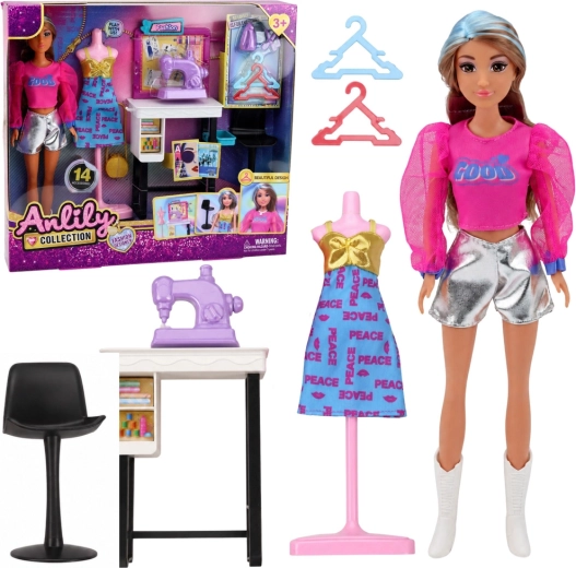 Colección Anlily – diseñadora de moda con máquina de coser y accesorios (30 cm)